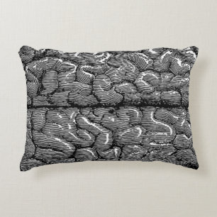 Vintage Human Brain Illustration Decorative Cushion
