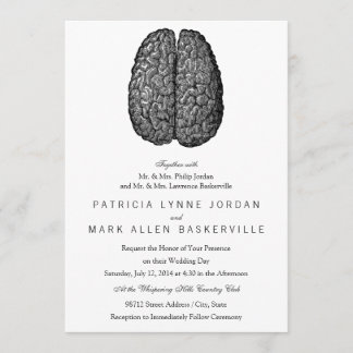 Vintage Human Brain Illustration Invitation