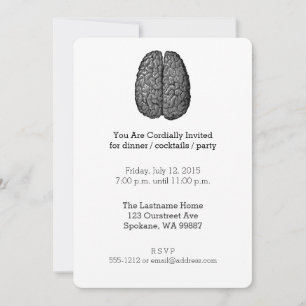 Vintage Human Brain Illustration Invitation