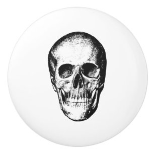 Vintage Human Skull Face Ceramic Knob