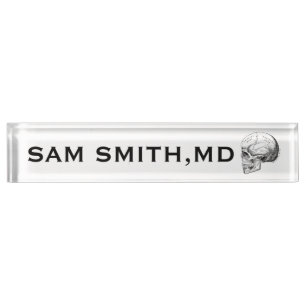 Vintage Human Skull. For Doctors. Nameplate