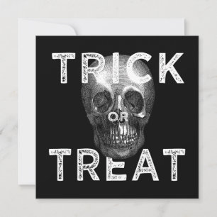 Vintage Human Skull Skeleton Halloween Card