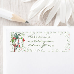 Vintage Humingbird Swirl Christmas Return Address Label
