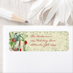 Vintage Humingbird Swirl Christmas Return Address Label