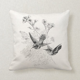 Vintage Hummingbird Antique Birds Template Cushion