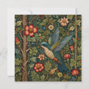 Vintage hummingbird art painting invitation