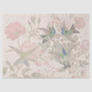Vintage Hummingbird Birds Rose Flower Tissue Paper