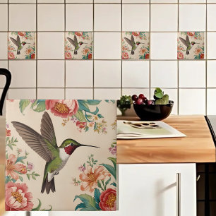 Vintage Hummingbird Ceramic Tile