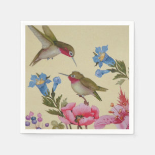 Vintage Hummingbird Friends Wild Flowers Napkin