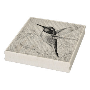 Vintage Hummingbird No. 1 Watercolor Art Rubber Stamp