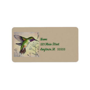 Vintage Hummingbird No. 2 Watercolor Art Label