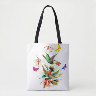 Vintage Hummingbirds and Butterflies Tote Bag