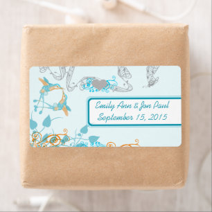 Vintage Hummingbirds Aqua & Coral Labels