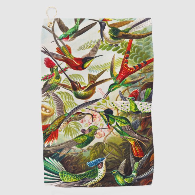 Vintage Hummingbirds by Ernst Haeckel Golf Towel (Front)