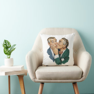 Vintage Humor Surprise Kiss Scene Cushion
