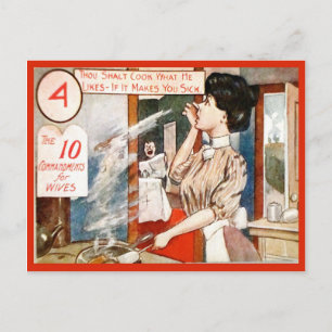 Vintage Humour, 10 commandments for wives Postcard