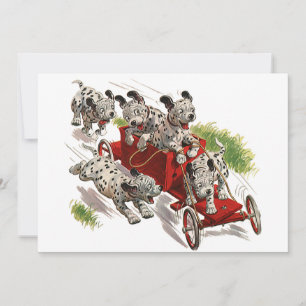 Vintage Humour Cute Dalmatian Puppy Dogs Fire Truc