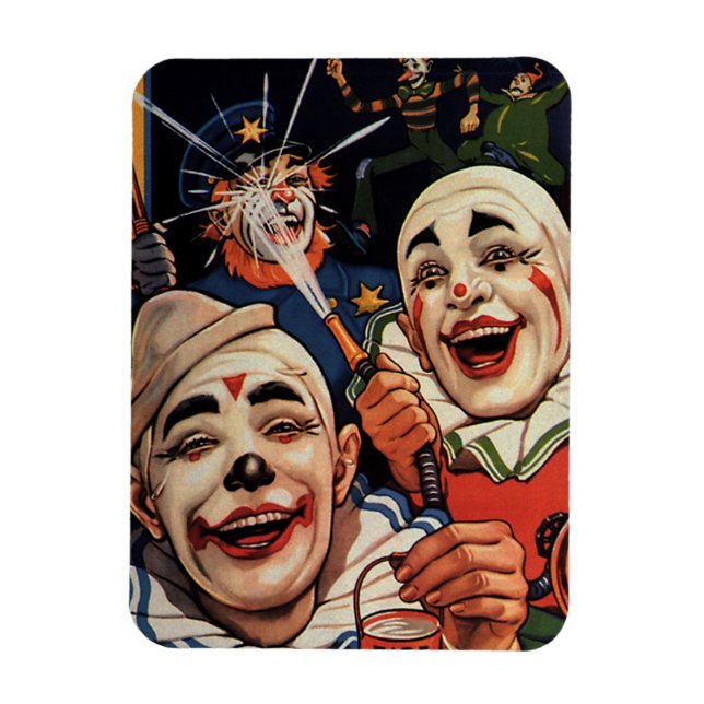 Vintage Humour, Laughing Circus Clowns and Police Magnet (Vertical)