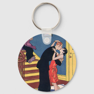 Vintage Humour, Love and Romance, Late Night Kiss Key Ring