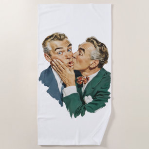 Vintage Humour Surprise Kiss Scene Beach Towel