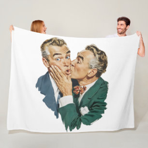 Vintage Humour Surprise Kiss Scene Fleece Blanket