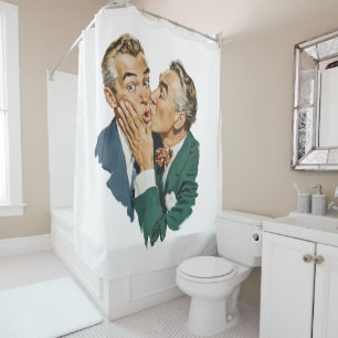 Vintage Humour Surprise Kiss Scene Shower Curtain