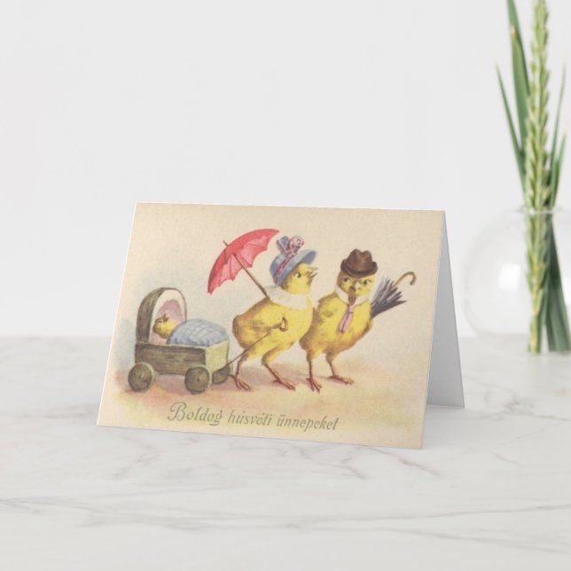 Vintage Hungarian Easter Greeting Card (Front)