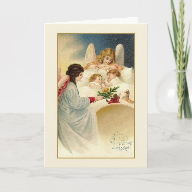 Vintage Hungarian Karácsonyi Christmas Card (Front)