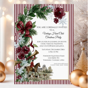 Vintage Hunt Club Christmas Party  Invitation
