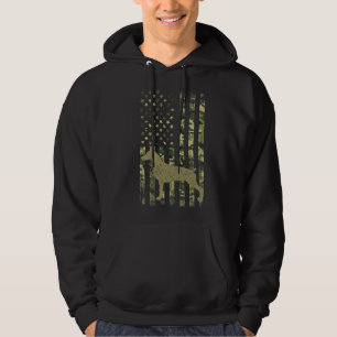 Vintage Hunting Dog Camouflage Us Flag Doberman Pi Hoodie