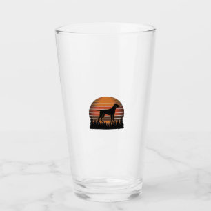 Vintage Hunting Dog Sunset Forest Vector Design_1 Glass
