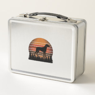 Vintage Hunting Dog Sunset Forest Vector Design_1 Metal Lunch Box