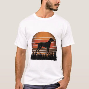 Vintage Hunting Dog Sunset Forest Vector Design_1 T-Shirt