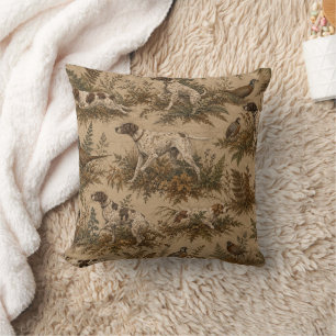 Vintage Hunting Dogs & Game Birds Pattern Cushion