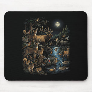 Vintage Hunting Wildlife Forest Animal Art Retro Mouse Pad