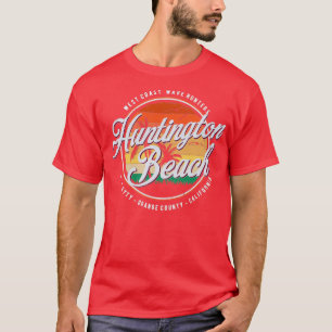 Vintage Huntington Beach Badge Surfing Life OC Cal T-Shirt