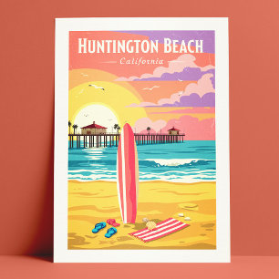 Vintage Huntington Beach California Postcard