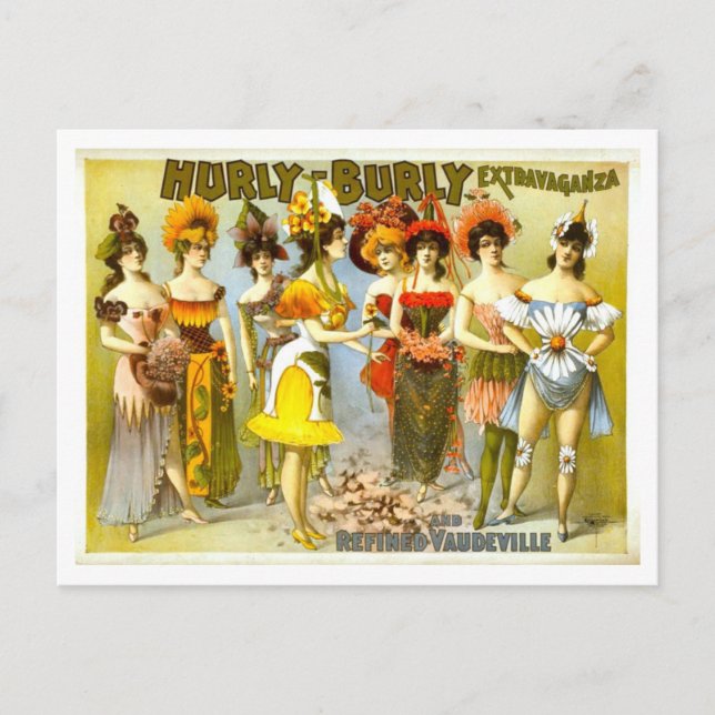 Vintage Hurly-Burly Vaudeville Advertisement Postcard (Front)