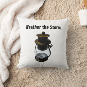 Vintage Hurricane Lantern Wilderness Camping Art Cushion