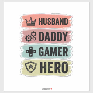 Vintage Husband Daddy Gamer Hero Geometric T-Shirt