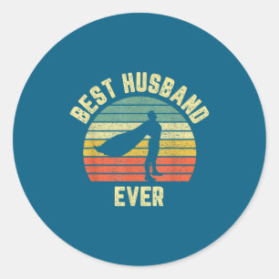 Vintage Husband Ever Superhero Fun Classic Round Sticker