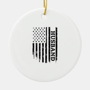 Vintage Husband Patriotic Flag Shirt Design_1 Ceramic Ornament