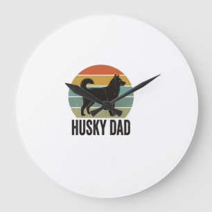 Vintage Husky Dad Retro Dog Vector Design_1 Large Clock