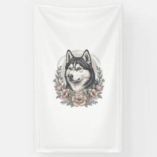 Vintage Husky Floral Portrait Shirt Design_1 Banner