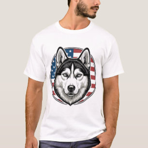 Vintage Husky Patriotic Dog Vector Shirt Design_1