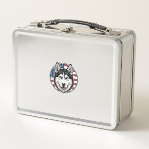 Vintage Husky Patriotic Dog Vector Shirt Design_1 Metal Lunch Box