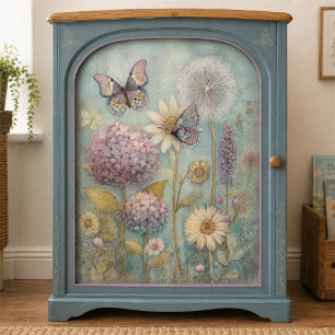 Vintage Hydrangea and Butterfly Garden Decoupage Tissue Paper