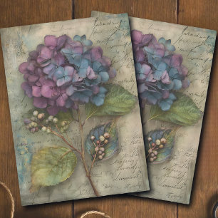 Vintage Hydrangea Botanical Art Decoupage Tissue Paper