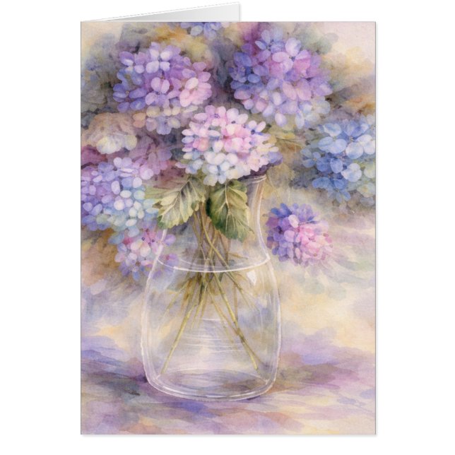 Vintage Hydrangea Bouquet Floral Greeting Card (Front)