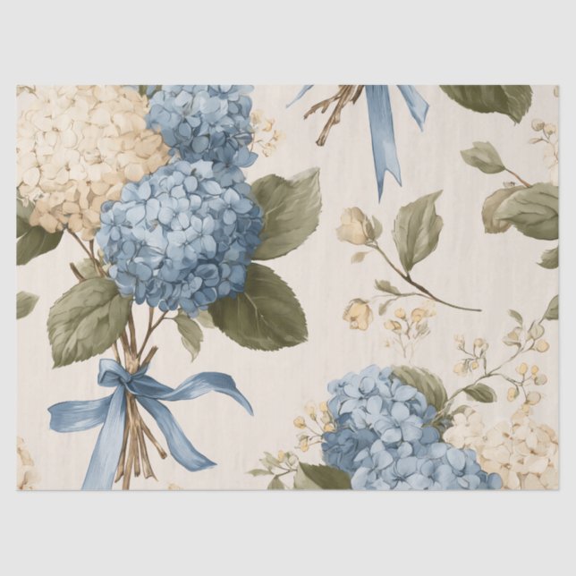 Vintage Hydrangea Bouquet Pattern Tissue Paper (Front)